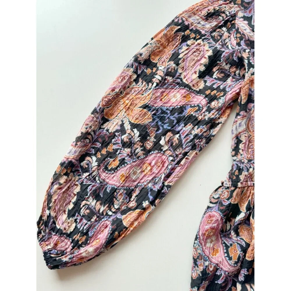 MINKPINK Celestia Floral Paisley Plisse Pleated Boho Peasant Midi Dress, Size S - Picture 9 of 15